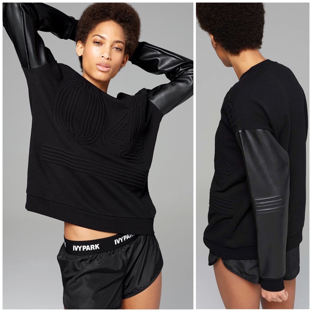 Ivy Park Corded 04 Faux Leather Sleeve Sweatshirt